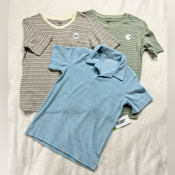 Boys Bundle Shirts Short Sleeves Terry Polo Casual Striped Tees NWT Sz M - Picture 1 of 9